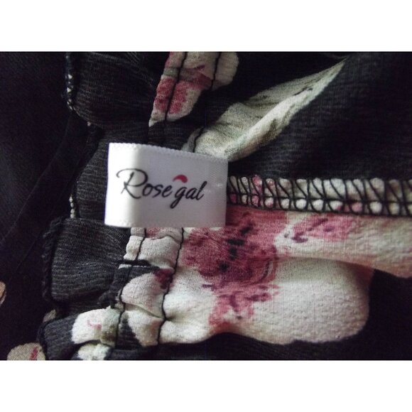 Rose Gal Romper Womens 4XL Floral Off-Shoulder Black Pink Ruffle Short Sleeve - Picture 4 of 9